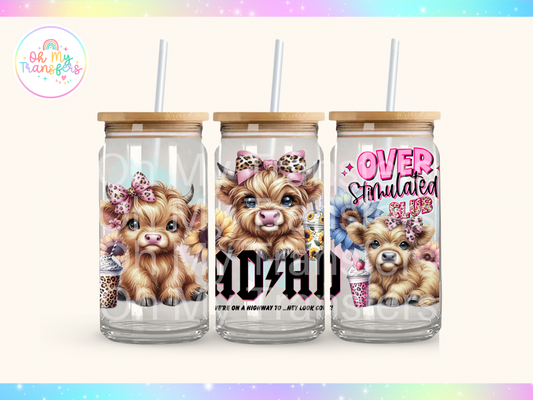 Baby Highland Cow ADHD UV DTF Cup Wrap