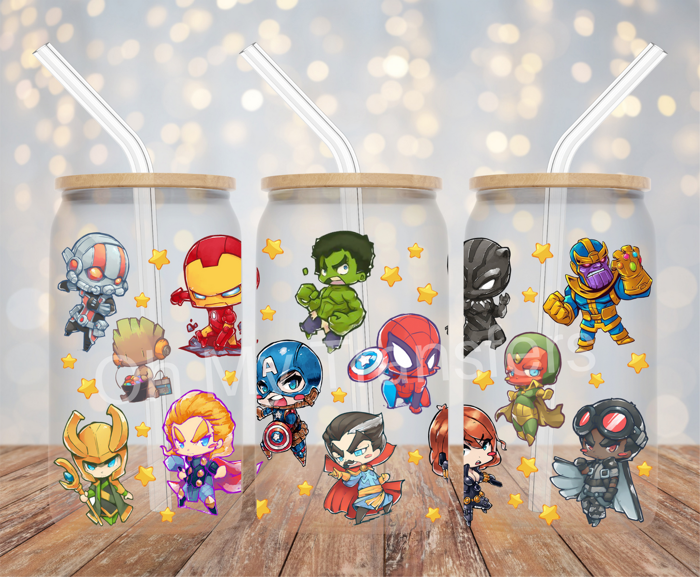 Hero Cartoon Mix UV DTF Cup Wrap