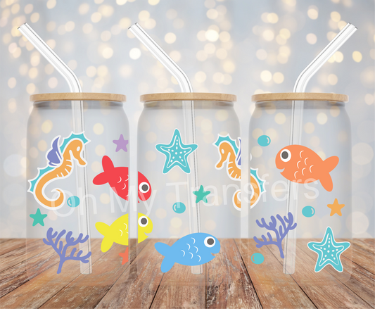 Colourful Fish Cartoon UV DTF Cup Wrap