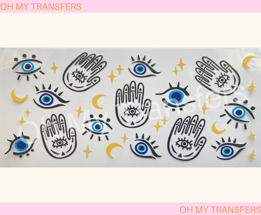 Evil Eye Hand & Moons UV DTF Wrap