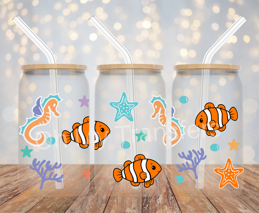 Orange Fish Cartoon UV DTF Cup Wrap