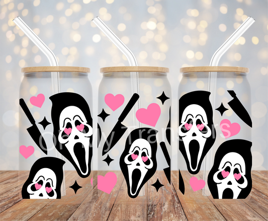 Ghost Face Heart Eyes UV DTF Cup Wrap