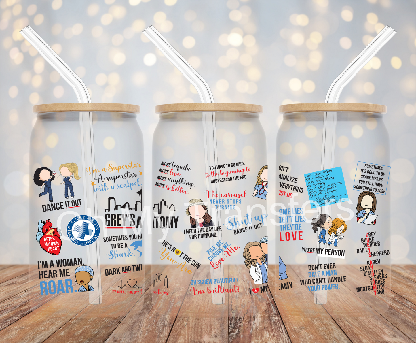 Greys Tv Show Characters UV DTF Cup Wrap