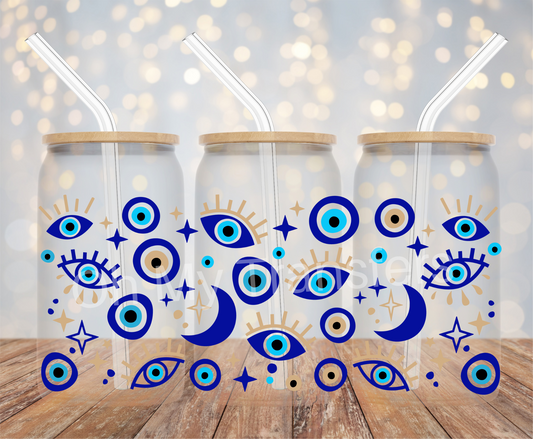 Evil Eye Blue UV DTF Cup Wrap