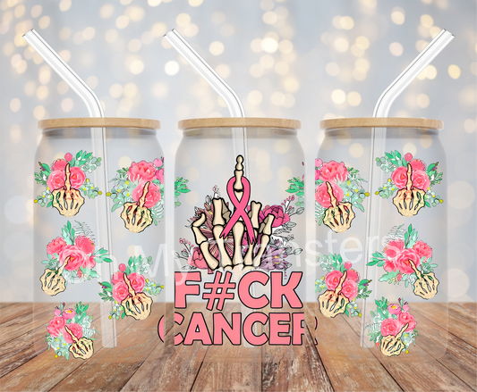 F#ck Cancer Finger UV DTF Cup Wrap