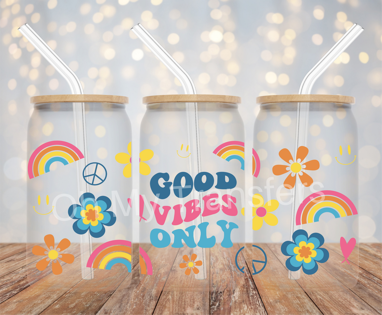 Retro Good Vibes Only UV DTF Cup Wrap