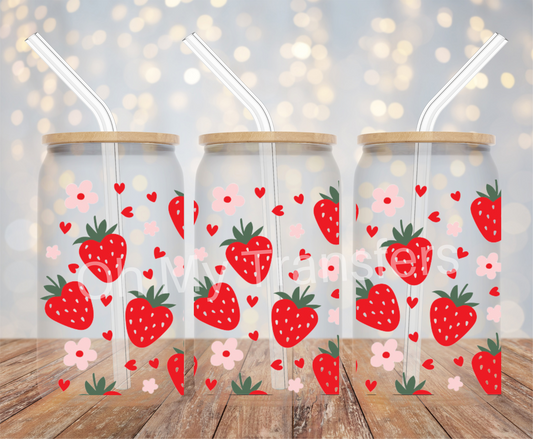 Strawberries & Hearts UV DTF Cup Wrap
