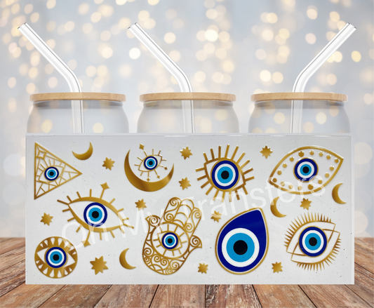 Evil Eye Gold Ombre UV DTF Cup Wrap