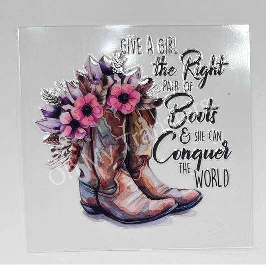 Boots & Flowers Decal 4 inch