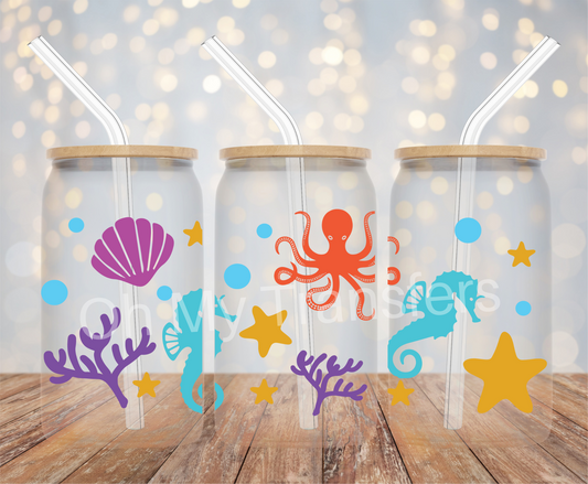 Colourful Sea Creatures UV DTF Cup Wrap