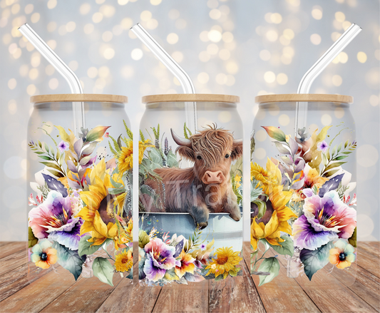 Highland Cow Tub UV DTF Cup Wrap