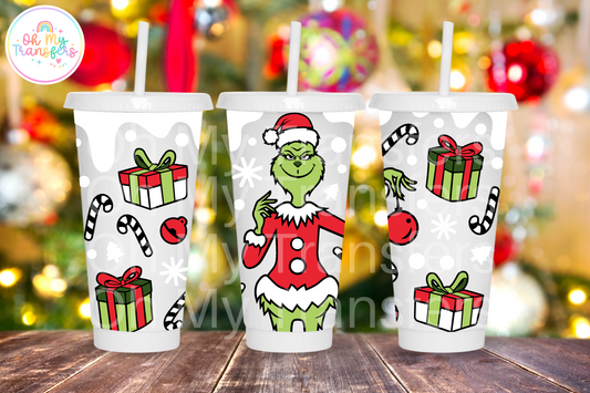 Xmas Cartoon Snow Drip 24oz UV DTF Wrap