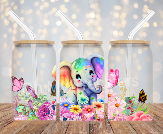 Colourful Elephant UV DTF Cup Wrap