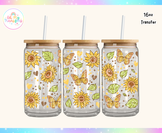 Sunflowers & Butterflies UV DTF Cup Wrap