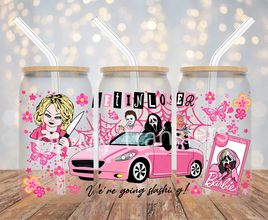 Get In Loser Pink Butterfly UV DTF Cup Wrap