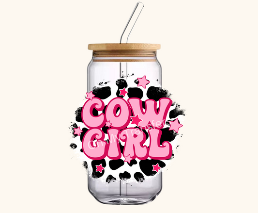 Cow Girl Cow Print 4" UV DTF Decal