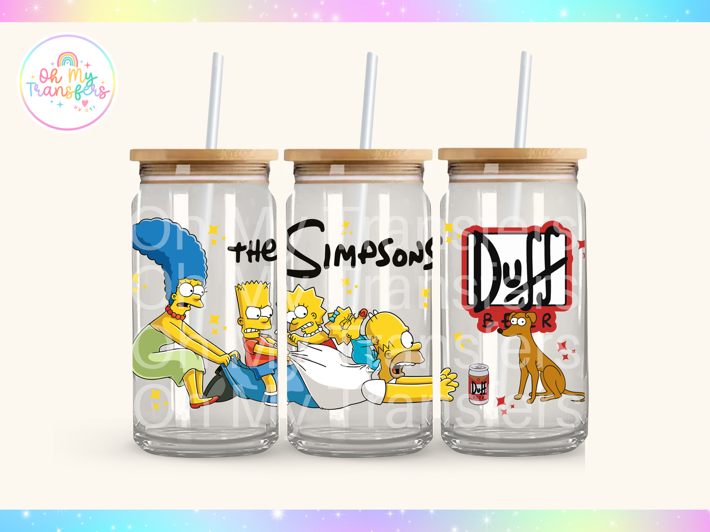 Yellow Cartoon Duff UV DTF Cup Wrap