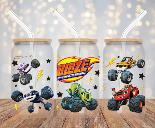 Blaze Monster Truck Cartoon UV DTF Cup Wrap