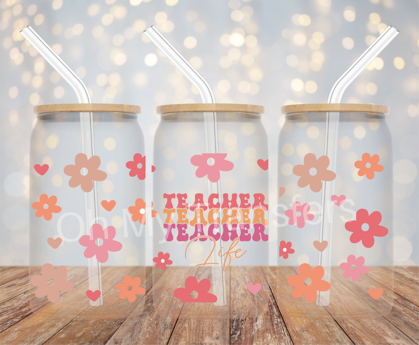 Teacher Flower UV DTF Cup Wrap