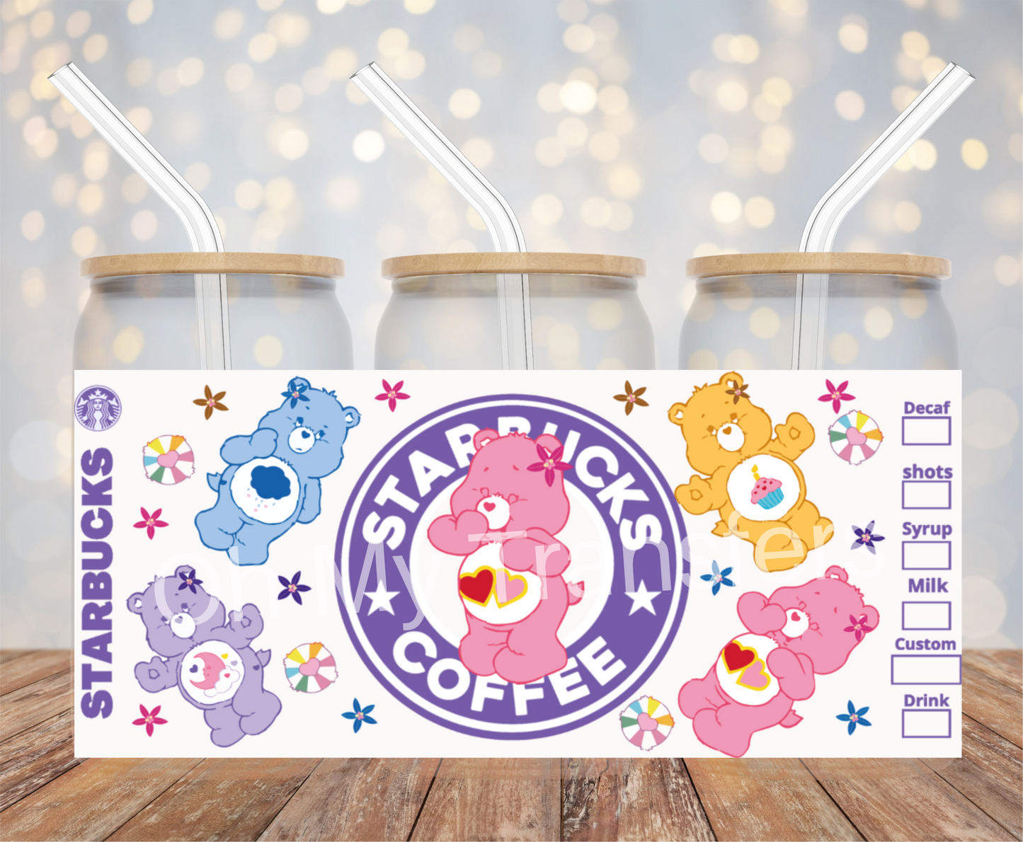 Colourful Bears Starbucks UV DTF Wrap