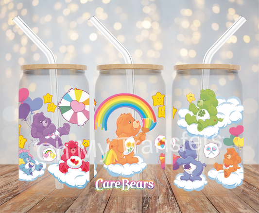 Colourful Bear Painting Rainbow UV DTF Cup Wrap