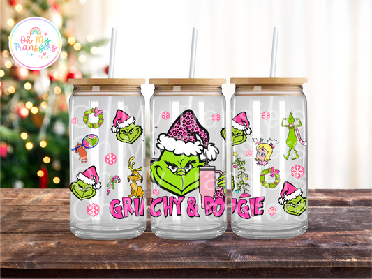 Xmas Cartoon Pink Cup Bougie UV DTF Cup Wrap