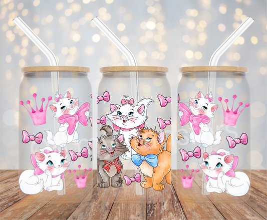 Cats & Pink Crowns UV DTF Cup Wrap