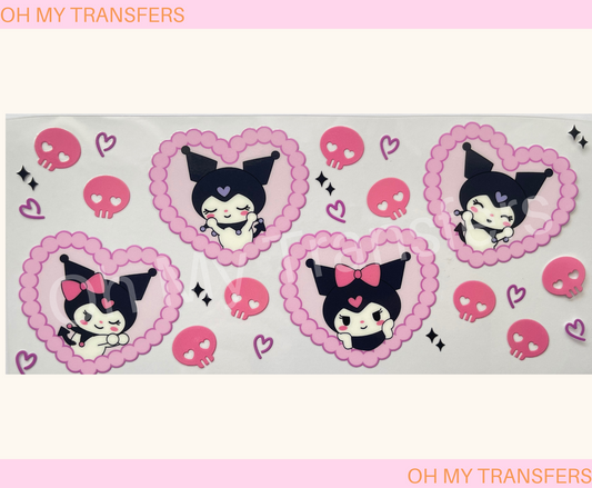 Kuromi Hearts UV DTF Cup Wrap