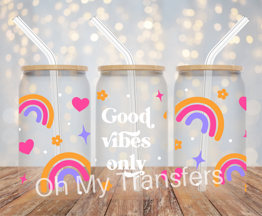 Good Vibes Only Rainbow UV DTF Cup Wrap