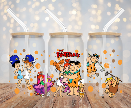 Stone Age Cartoon UV DTF Cup Wrap