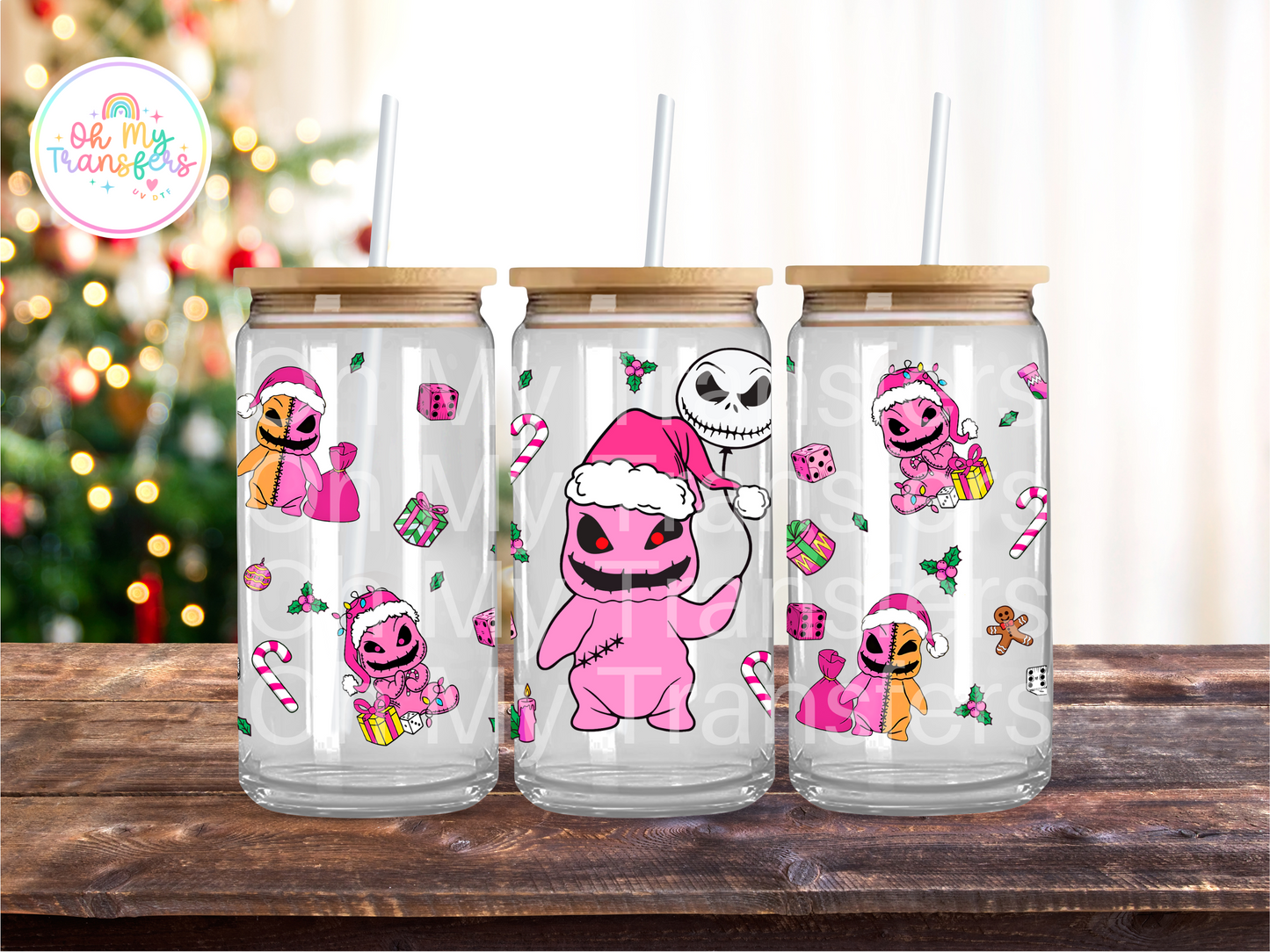 Pink Oogie NBC Xmas UV DTF Cup Wrap