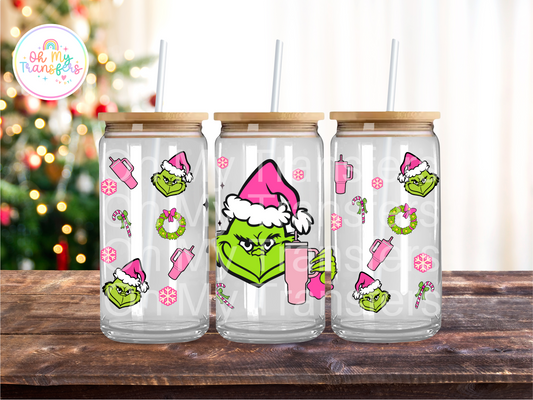 Xmas Cartoon Pink Cup UV DTF Cup Wrap