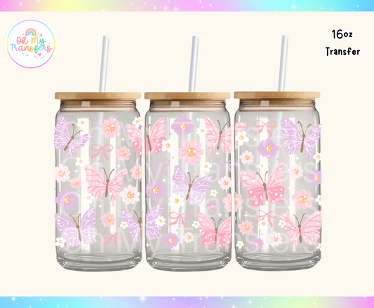 Pastel Butterflies UV DTF Cup Wrap