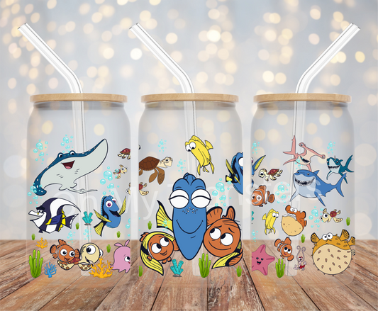 Kids Aquatic Cartoon UV DTF Cup Wrap