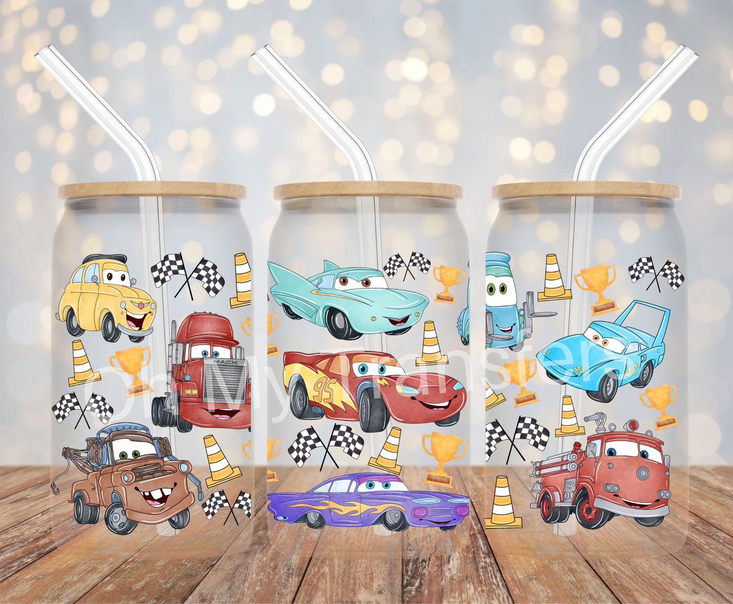 Cars Watercolour Cartoon UV DTF Cup Wrap