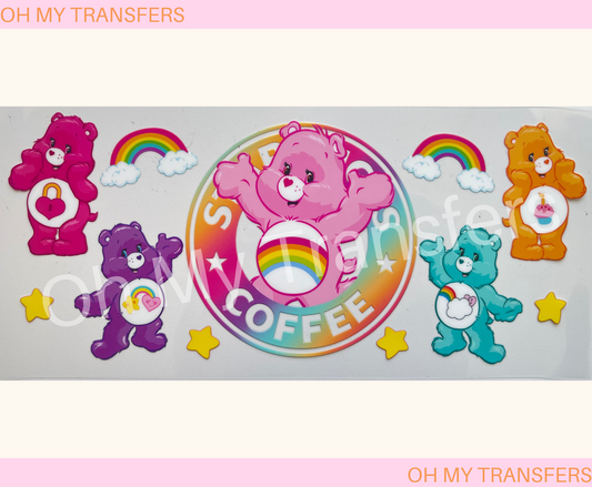 Colourful Bear Coffee UV DTF Wrap