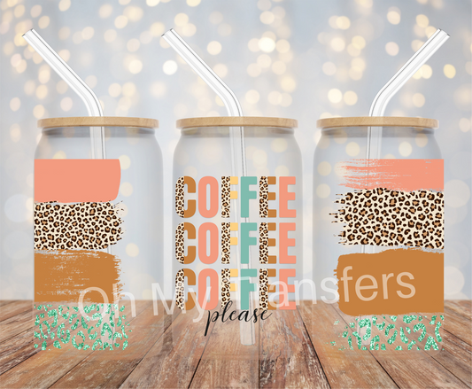 Coffee Please Leopard UV DTF Cup Wrap