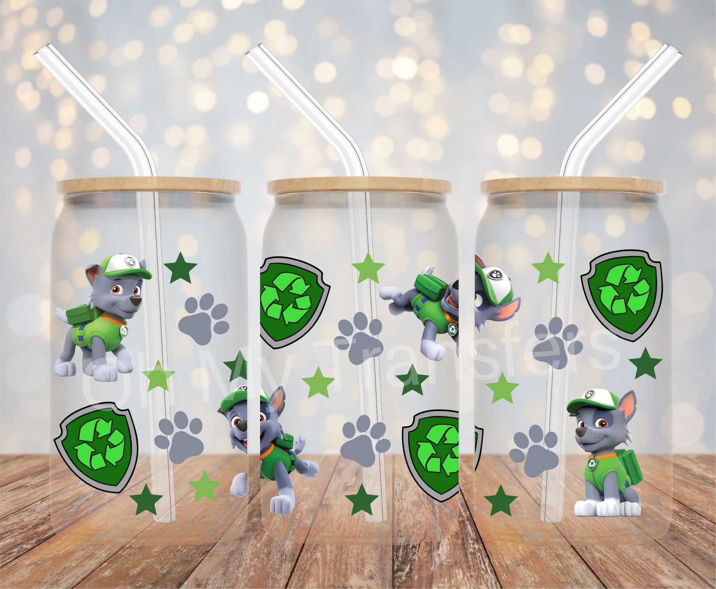 Rocky Paw Cartoon UV DTF Cup Wrap