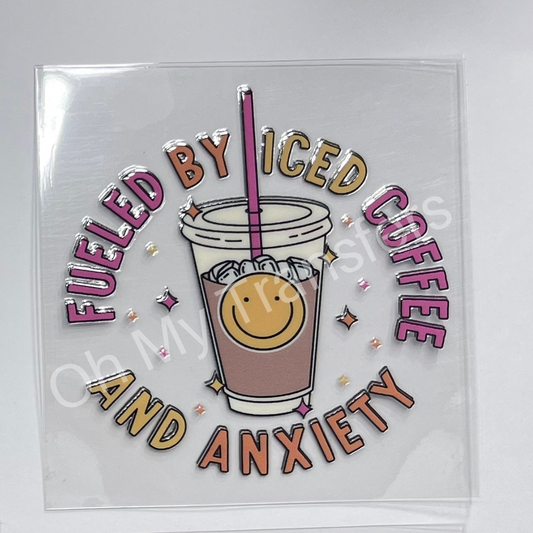 Fueled By Iced Coffee UV DTF Decal 7cmx7cm