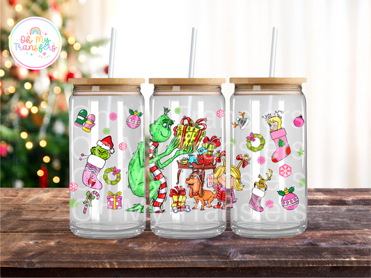 Xmas Cartoon Present UV DTF Cup Wrap