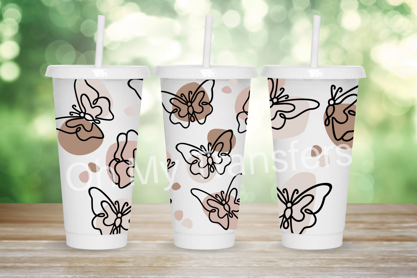 Line Art Butterfly 24oz UV DTF