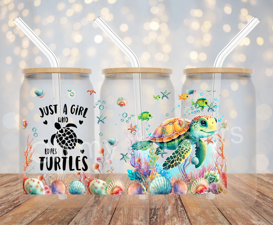 Just A Girl Who Loves Turtles UV DTF Cup Wrap