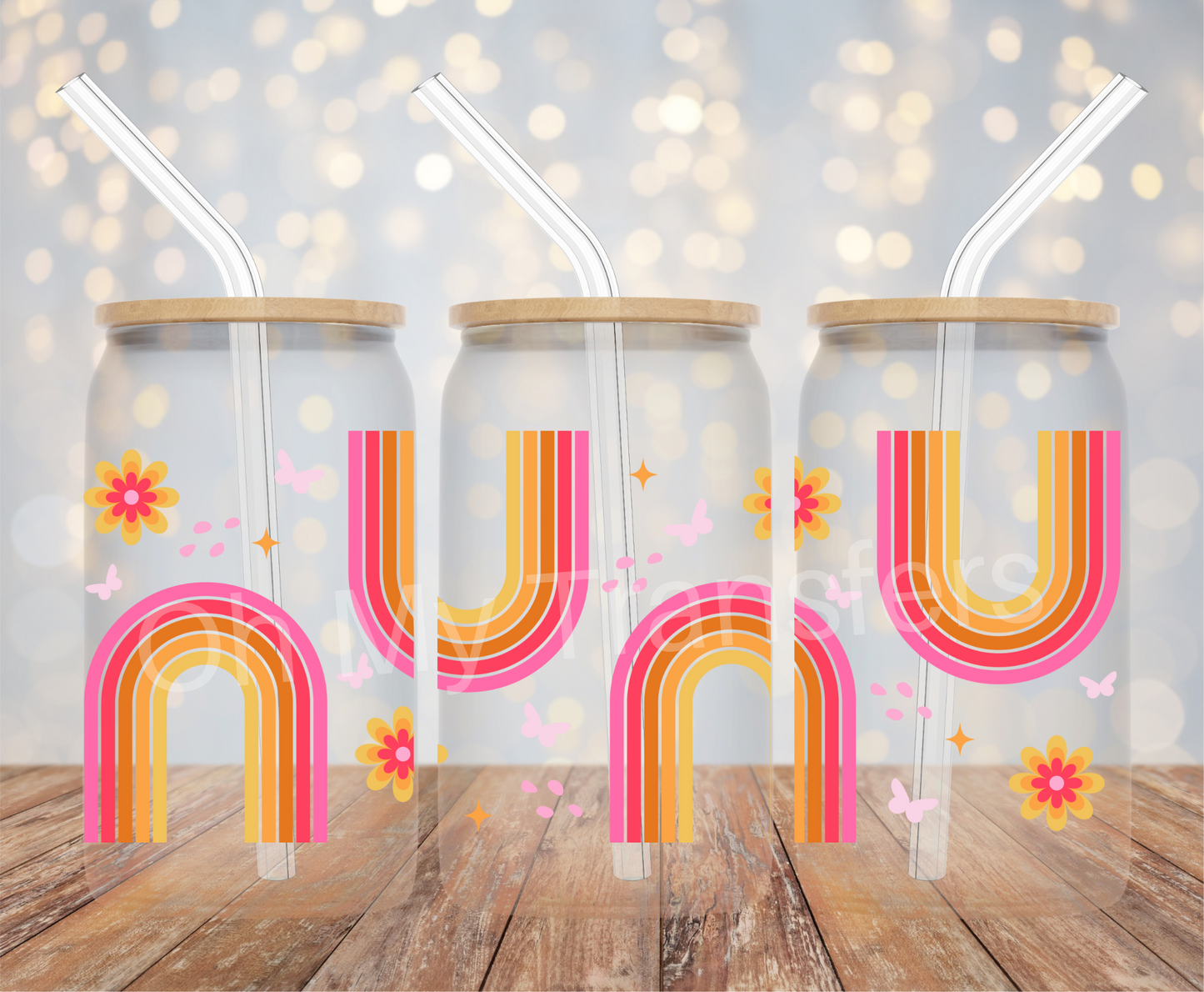 Pink & Orange Rainbows UV DTF Cup Wrap