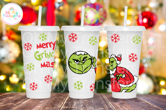 Xmas Green Monster 24oz UV DTF Wrap