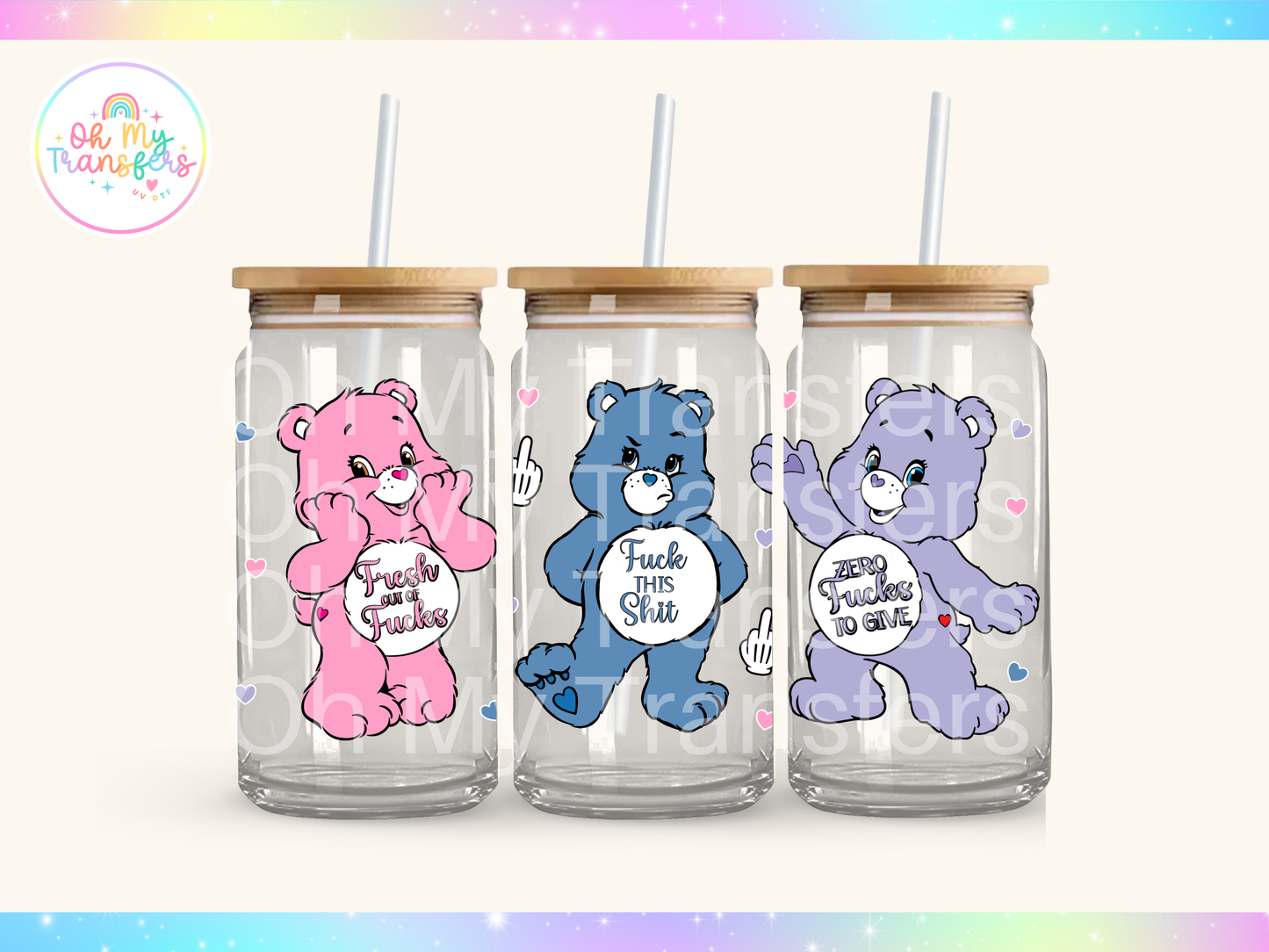 Swear Bear 3 UV DTF Cup Wrap