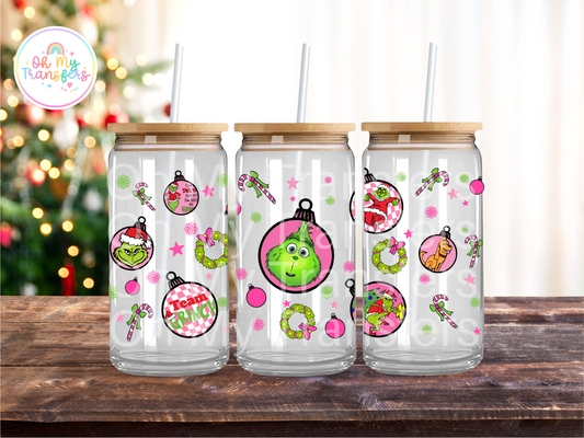 Green Cartoon Baubles UV DTF Cup Wrap