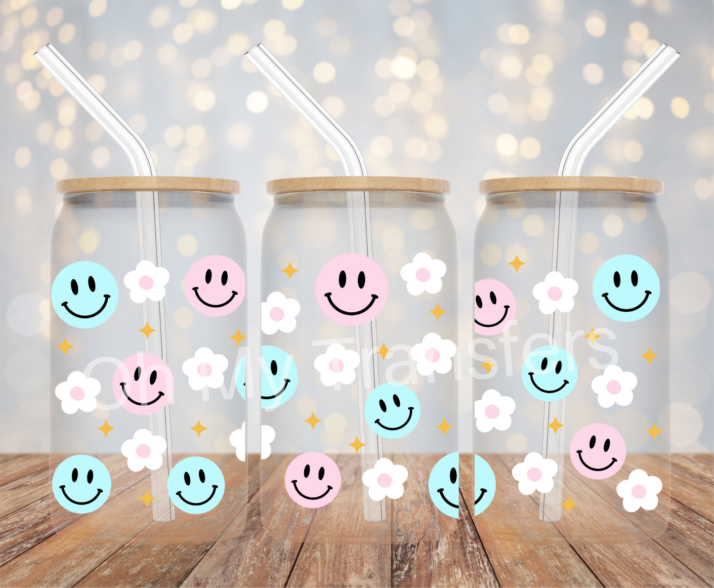 Colourful Smiles & Flowers UV DTF Cup Wrap